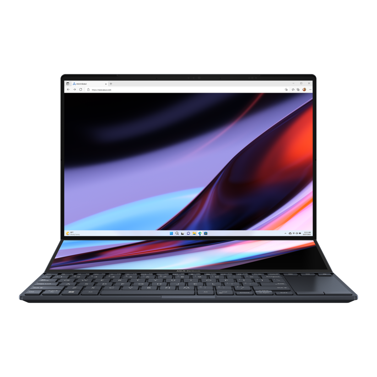  The ASUS Zenbook Pro 14 Duo OLED is the world’s first laptop with the innovative Active Aerodynamic System Ultra design which raises the rear of the laptop by 12 °.