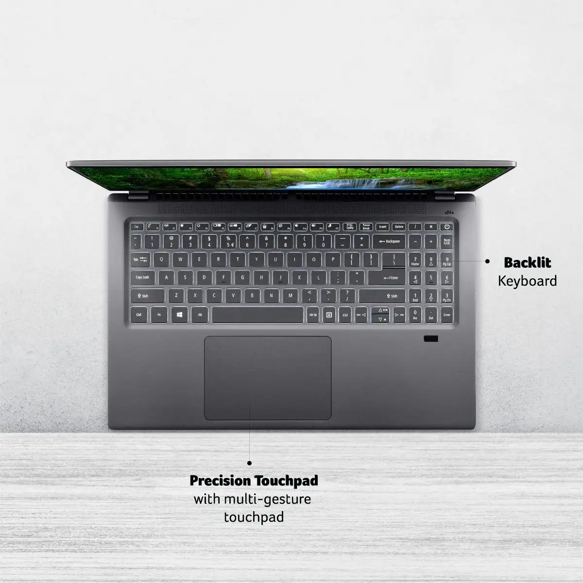 Acer Swift X LIGHTWEIGHT PERFORMANCE Elevated design lifting hinge