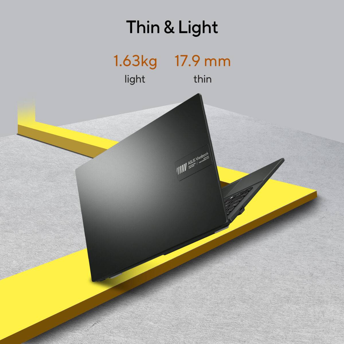 17.9 mm and 1.63 kg thin and light design for easy one-handed carrying.