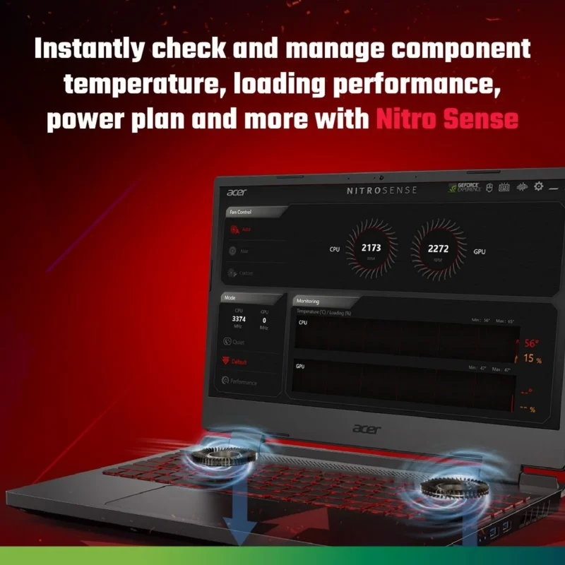 ACER NITRO 5 AMD The Key to Victory Spice things up with the 4-zone1 RGB keyboard1 and take command of the inner workings of the laptop via the dedicated NitroSense Key. The WASD and arrow keys are also highlighted for easy visibility for those clutch moments.