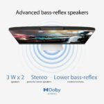 ASUS A3202 A3202WBAK-BA003WS Advanced bass-reflex speakers For amazingly immersive multimedia experiences, ASUS A3202 is engineered with a powerful audio system. The integrated high-quality stereo speakers are capable of delivering 6 W of pure and rich sound, and benefit from an advanced bass-reflex design — a design typically only available in hi-fi speaker systems — to deliver smooth, powerful bass and clear, full-range sound that has to be heard to be believed. Sound mixed in Dolby Atmos stereo goes beyond left and right channels. Instead, sound is precisely placed all around you, creating an enveloping effect that fully immerses you in the audio experience. 3 W x 2 speakers Stereo powerful stereo speakers Lower bass-reflex to deliver pure, undistorted bass Dolby Atmos icon